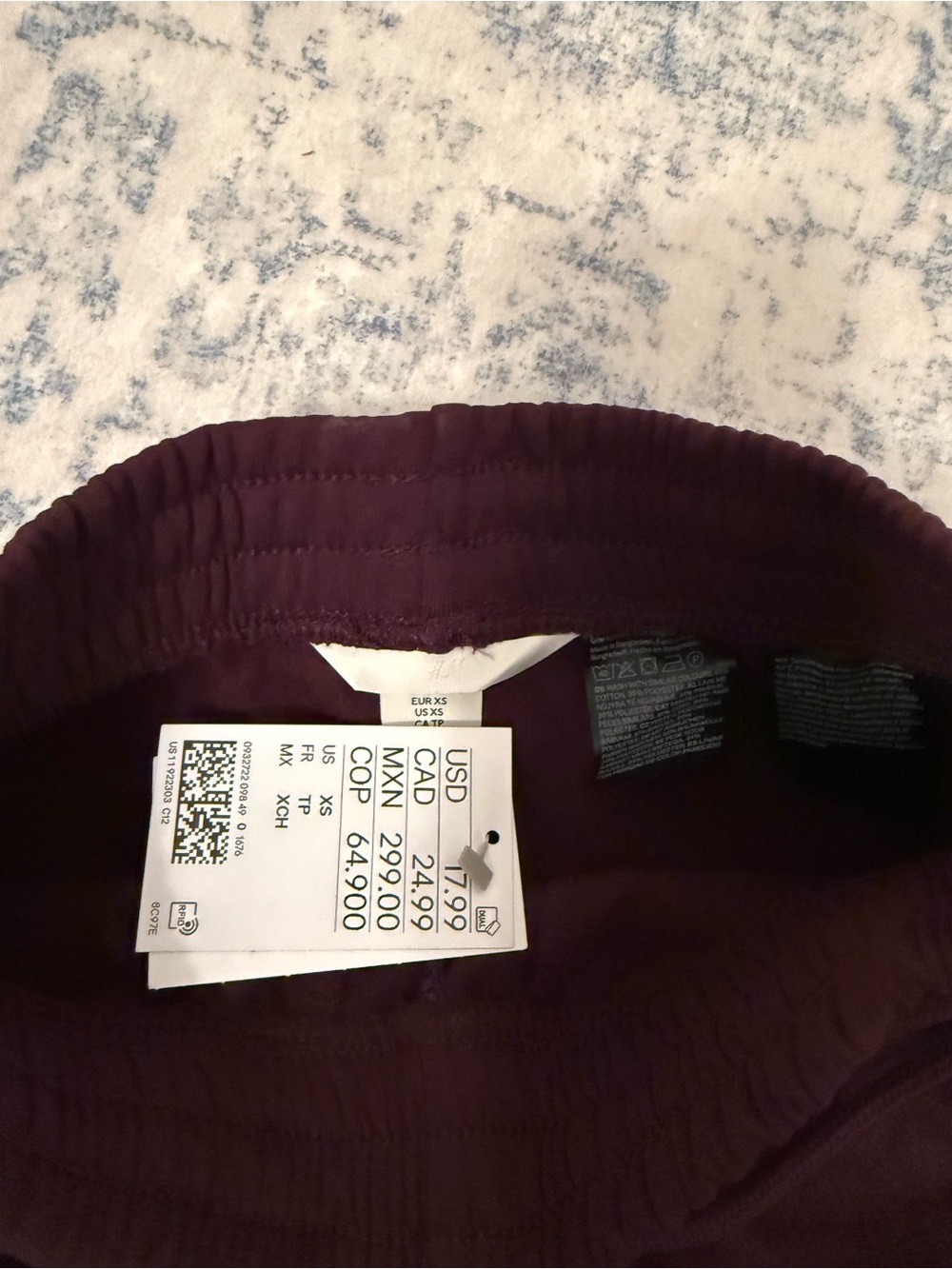 H&M Kids Elastic Waist Joggers in Burgundy